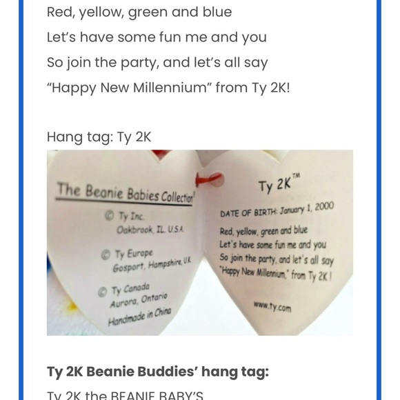 Ty Beanie Baby named "Ty 2K" - Picture 5 of 7